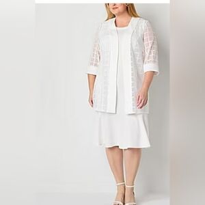 Maya Brooke Plus Windowpane Jacket Dress